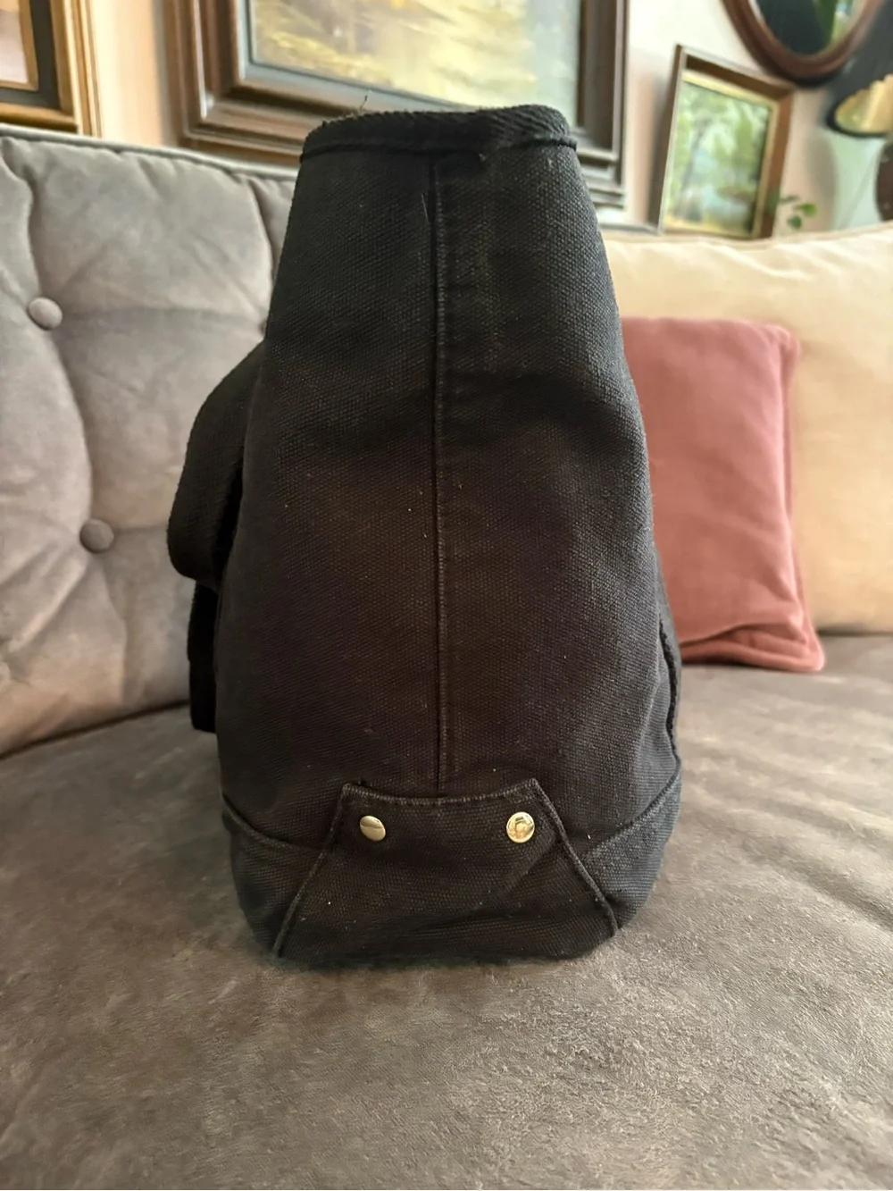 Y2K Coach Black Canvas Duffel Tote Bag